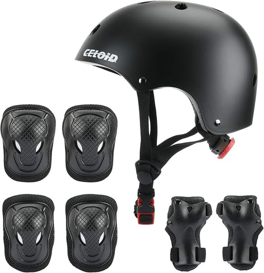 Kids Bike Skateboard Helmet Pad Set,Toddler Cyling Protective Gear Knee & Elbow Pads Wrist Guards for 5-8-10-12-14-16 Years Girls Boys Bicycle Scooter Roller Skate Inline Skating Rollerblading