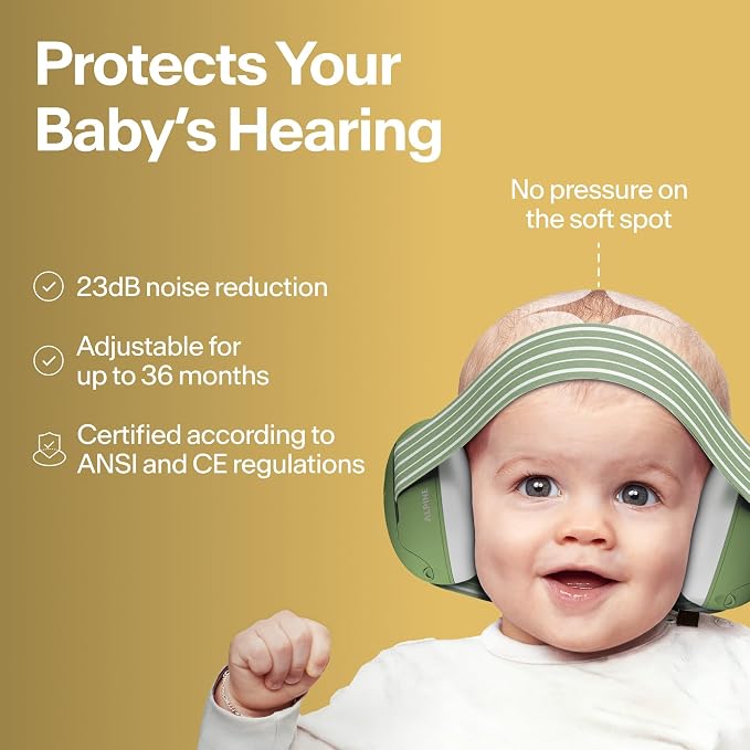 Alpine Muffy Baby Ear Protection for Babies and Toddlers up to 48 Months - CE & ANSI Certified - Noise Reduction Earmuffs - Comfortable Baby Headphones Against Hearing Damage & Improves Sleep - Yellow