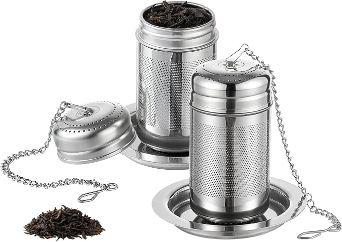 316L Stainless Steel Tea Infuser Set – Extra Fine Mesh Loose Leaf Tea Steeper for 8–32 oz Mugs, Bottles & Teapots, Dishwasher Safe (2 Pack)