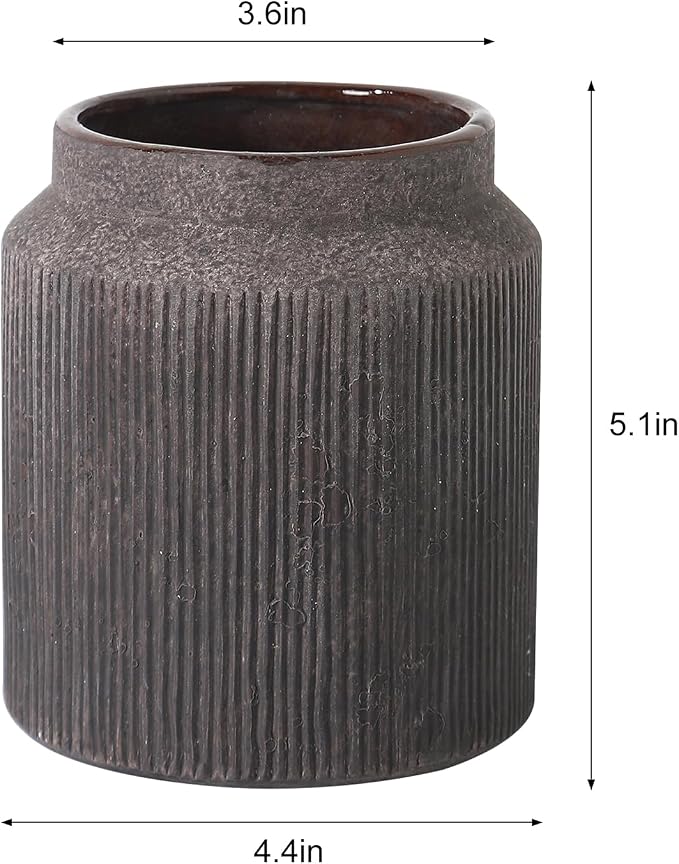 Farmhouse Vase for Home Decor, Vintage Rustic Terracotta Flower Vase Suitable for Home Decor, Living Room, Shelf, Dining Table. 4.4IN*5.1IN ZSHLXM