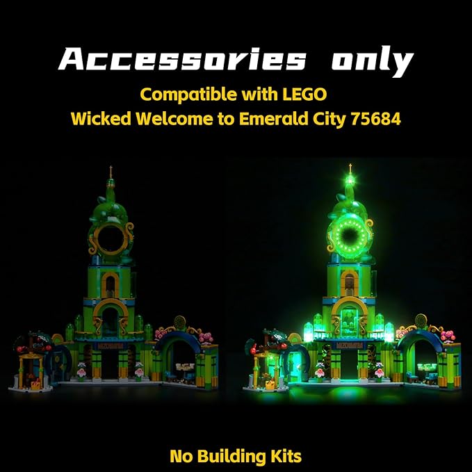 BrickBling LED Lighting Kit Compatible with Lego Wicked Welcome to Emerald City, Creative Light Compatible with Lego 75684-Lights Only, Not Come with Model