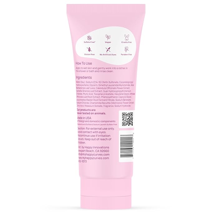 HAPPY CURVES Feminine Wash - pH Balanced Cleanser with Aloe & Vitamin E - Sulfate-Free, Paraben-Free Intimate Care for Women - Odor Control, Gentle Daily Vaginal & Sensitive Skin (Tahitian Vanilla)