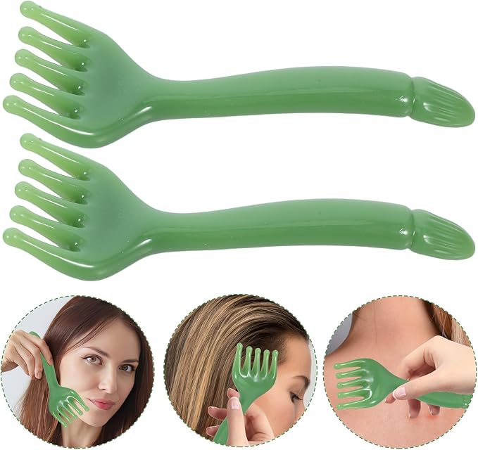 SHERCHPRY 2pcs Resin Scalp Massage Tool and Manual Head Scratcher Comb for Relaxation, Hair Stimulation, and Meridian Acupoint Soothing, Portable Handheld Massager for Home and Travel Use