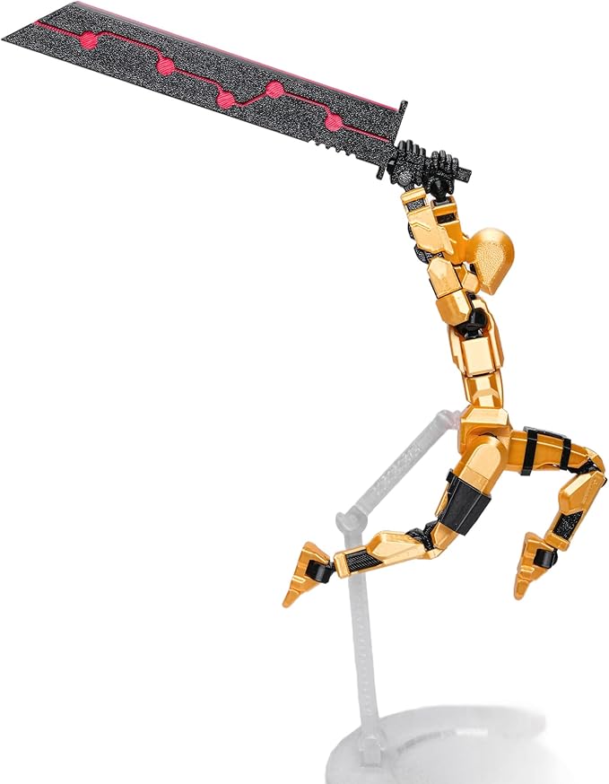 (Assembly Completed Dummy 20 Action Figure, 8.1 inches, Strong Magnetic Accessories, 8 Types of Weapons 3D Printed Robot Multi-Jointed Movable, Spider Ninja Series (Dark Gold)