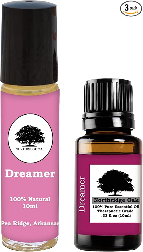 Dreamer Essential Oil Blend with Roller Bottle - Calming and Relaxing - 100% Pure Essential Oil - Therapeutic Grade Full Strength for Diffuser, Roller Bottle for Topical Application