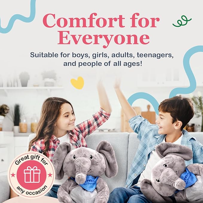 Lilly's Love Weighted Stuffed Animal, 5lb | Sensory Plush for Kids & Adults | Machine Washable Plushie w/Removable Inner | Calming Weighted Stuffed Animal for Anxiety, Ernie The Elephant