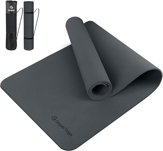 Gruper Yoga Mat Non Slip, 72"L x 24"W x 0.24"/0.32"TH, Anti-Tear Exercise Mat with Carrying Strap and Bag, Pro TPE Yoga Mats for Women, Workout Mats for Home, Pilates and Floor Exercises