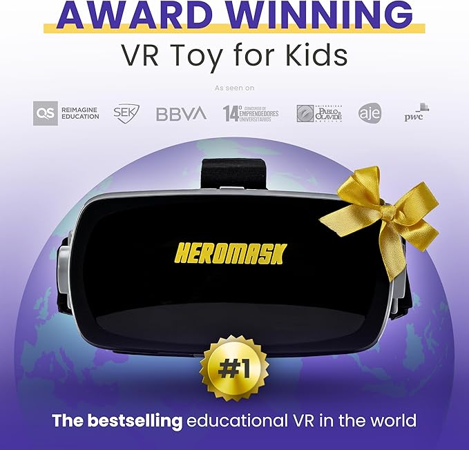 VR Headset + Math Games [Multiplication Subtraction etc] Virtual Games: Gift for Boys & Girls. Cool Educational Toys for Kids 5 6 7 8… Years Old. Virtual Reality Learning Resources Grade 1 2 3 4…8
