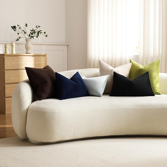 Euro Sham Covers 26x26 Beige: Pack of 2 Cozy Soft Velvet Square Modern Luxury Decorative Throw Pillow Cases for Sofa Couch Living Room Bed Home Decor