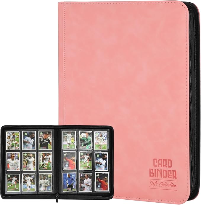 Trading Card Binder, Premium 9 Pocket Double Sided 540 Pocket PU Card Collection Binder, Collectible Trading Card Albums for MTG, TCG, Sport Card, Game Cards (Pink)