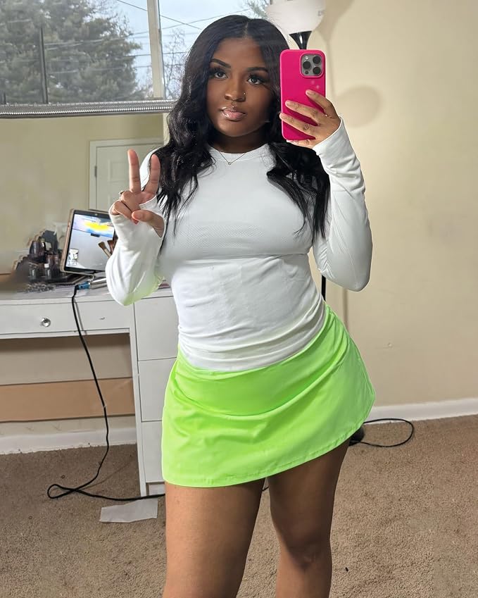 Stelle Women Tennis Skirt High Waisted Athletic Golf Skorts with Pockets | Tummy Control, Built-In Shorts, Deep Pockets, Pleated, Breathable, Lightweight, Tennis, Golf, Pickleball, Running, Workout