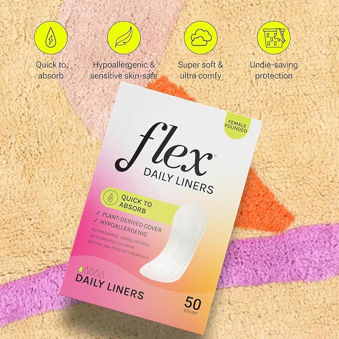 Flex Daily Liners - Comfortable Ultra Thin Pantyliners (6-Pack, 300 Liners Total)