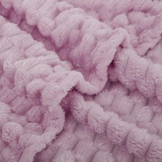 Puncuntex Light Purple Throw Blanket 50"×60" Fuzzy 3D Jacquard Decorative | Flannel Fleece Super Soft Plush Cozy Blanket for Couch Sofa Chair Lightweight