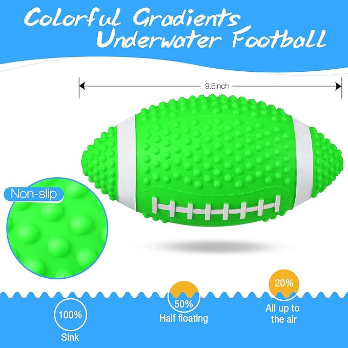 Hiboom Pool Football for Swimming Pool, Waterproof Water Football for Underwater Passing, Dribbling, Pools Toys Ball with Water Filling, Diving Games for Teens Adults(Green)