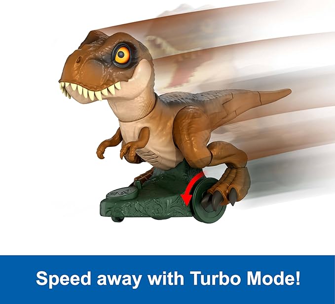 Mattel Jurassic World Roarin’ Frenzy T Rex RC Toy, Motorized Remote Control Tyrannosaurus Rex Dinosaur, Multiple Movement Modes & Sounds