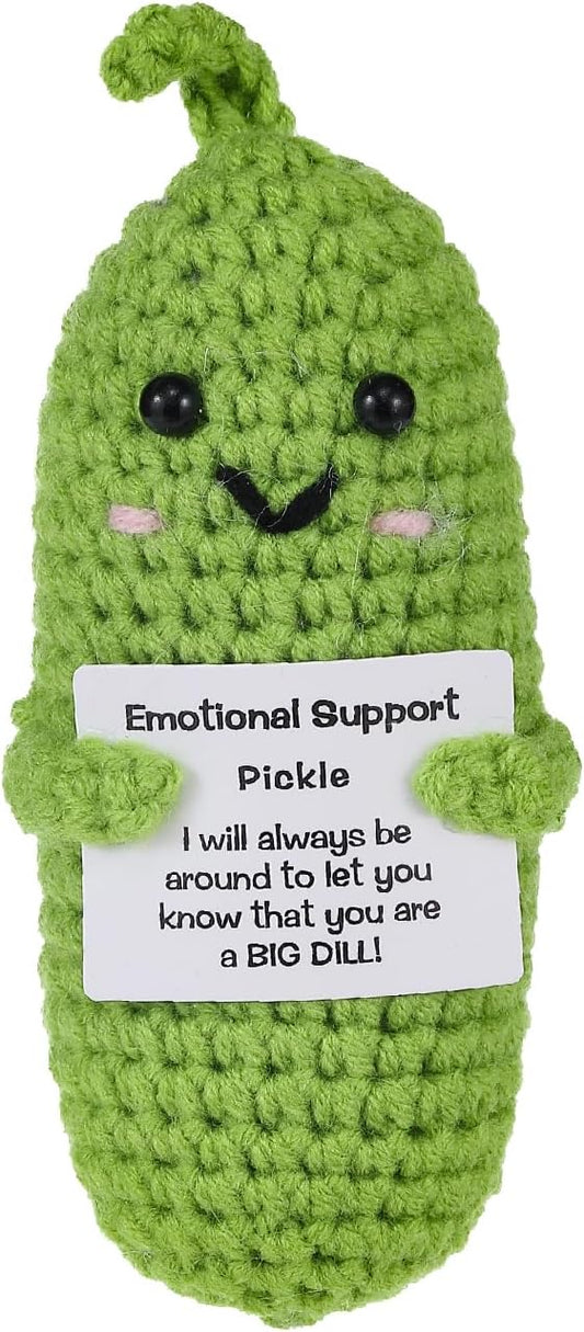 Encouragement Pickle Plush Toys Positive Crochet Animals Gifts Encouragement Birthday Gifts, Christmas Stocking Stuffers (Support Pickle)