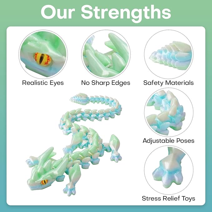 FYEFKJSA 3D Printed Dragon Eggs with Dragon Inside - 12Inch ,Articulated Fidget 3D Printed Animals, Interesting Decorative Gift, Easter Basket Essentials Stuffers (Silk Macaron)