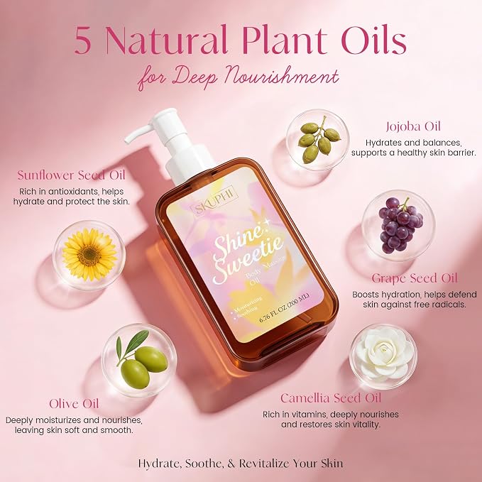 Body Oil for Massage, Lightweight Non Greasy Massage Oil for Relaxation & After Shower, Smooth Glide 6.76 Fl Oz (Floral)