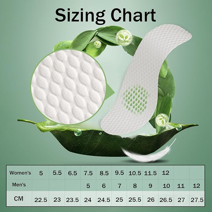 20 Pairs Disposable Insoles - Breathable Shoe Liners for Men and Women, Ultra-Thin Replaceable Inserts, Perfect for Hiking, Running, and Daily Wear (12 Women/10 Men)