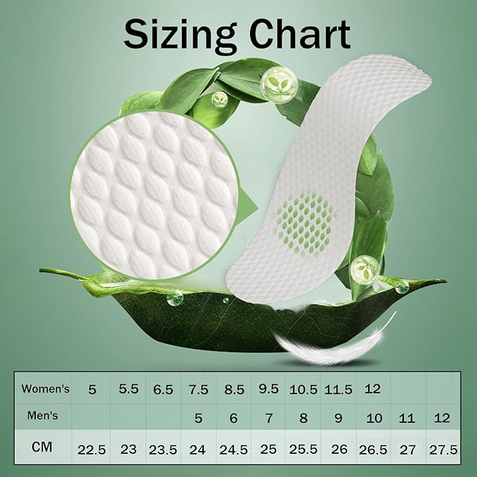 20 Pairs Disposable Insoles - Breathable Shoe Liners for Men and Women, Ultra-Thin Replaceable Inserts, Perfect for Hiking, Running, and Daily Wear (8.5 Women/6 Men)