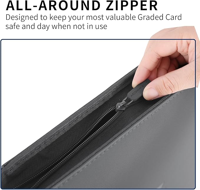 Snekdy premium 1024-pocket trading card binder, 16-pocket cards album, waterproof PU-leather Cover album with side loading, holds gaming, baseball, basketball & sports cards (light grey)