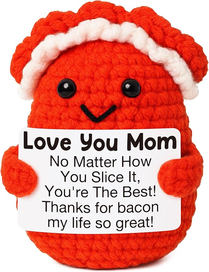 Mini Birthday Gifts for Mom from Daughter Son Christmas Thanksgiving Day Gifts Cute Handmade Crochet Bacon Gift for New Mommy Step Bonus Mom Mother in Law Christmas Stocking Stuffers Ideas