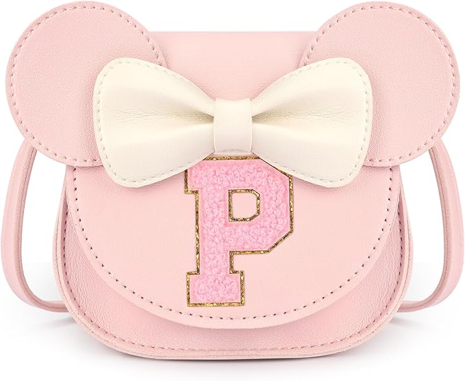 mibasies Toddler Purse Girl Gifts: Girls Birthday Gifts for 3-8 - Toys for Ages 2-4 Girls Mouse Ears Purse, Pink, Letter P