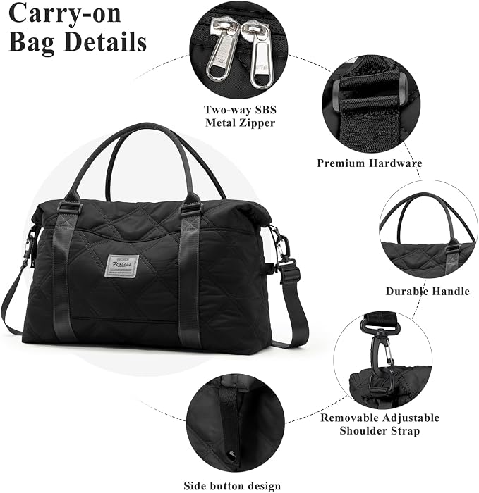 Travel Duffel Bag, Carry On Overnight Weekender Bags for Women | Travel Bag with Wet Pocket & Trolley Sleeve, For Spirit Airlines 18x14x8 Personal Item Bag