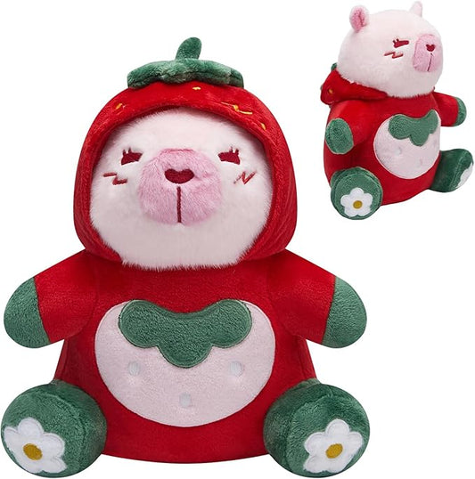 OLAOLA Strawberry Capybara Plush 12.6 Inch Pink Capybara Stuffed Animals Plush Toy Soft Doll Pillow for Kids Adults