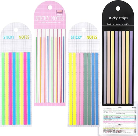 640 pcs Mahjong Card Line Finder Highlighter Tape, Mahjong Line Highlighter Stripe, Transparent Sticky Card Markers Tabs, Mahjong Game Rule Reader, Reusable & No Adhesive Residue (Solid color + Lines)