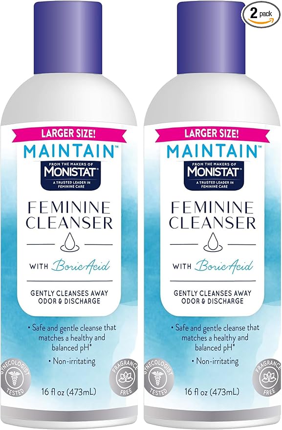 Monistat Boric Acid Feminine Wash, Fragrance-Free Intimate Wash for Women with Gentle pH-Balanced Formula, 16 Fl Oz (Pack of 2)