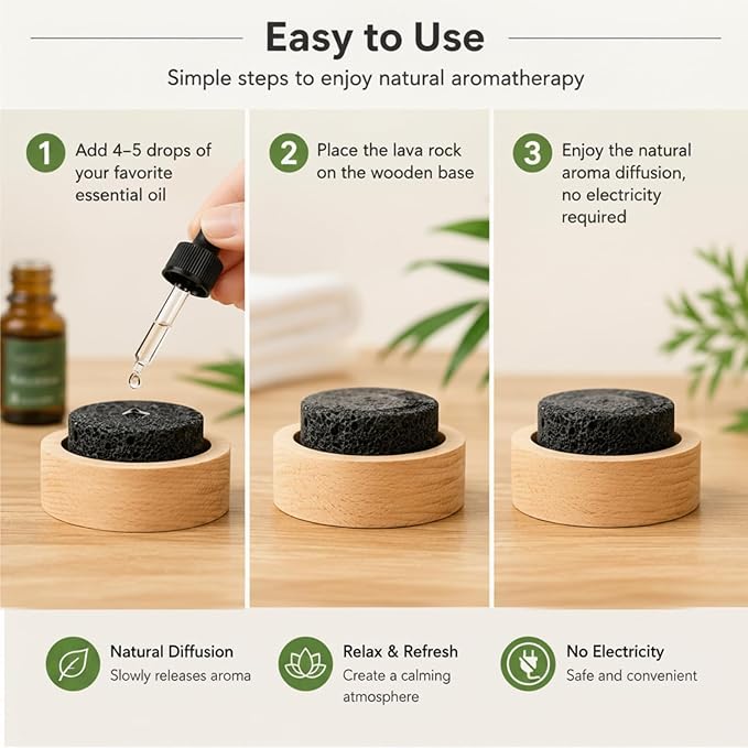 Chunful 1 Pcs Lava Rock Essential Oil Diffuser Lava Stone Passive Diffuser for Sauna Decorating at Home, Office, Bedroom, Bathroom or Car, and Gift-Giving