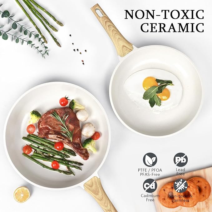 GiPP Ceramic Nonstick Frying Pan - 12 Inch Healthy Non-Toxic Non Stick Skillet Omelette Pans, Induction Compatible Chef Pan, PFAS & PFOA-Free, Dishwasher Safe, Stay Cool Handles