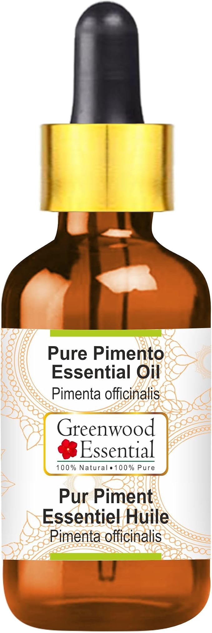 Greenwood Essential Pimento Essential Oil (Pimenta officinalis) with Glass Dropper | Pure | Non-Sticky | Non-Greasy | Lightweight | Men & Women | All Skin Types | Steam Distilled 50ml (1.69 oz)
