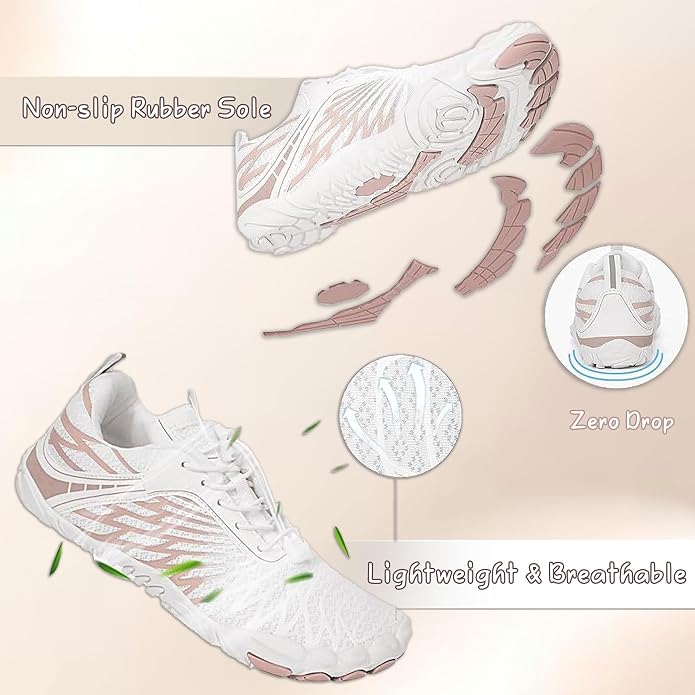 Barefoot Shoes for Women & Men, Grounded Walking Hiking Barefoot Shoes, Wide Toe Box Non-Slip Water Athletic Footwear, Comfortable Vitality Barefoot Footwear, Trail Running Sneakers Unisex