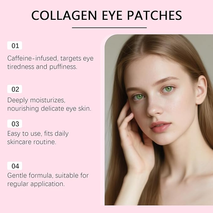 Eye Patches with PDRN & Collagen – Anti-Wrinkle Under Eye Patches for Dark Circles, Puffy Eyes & Hydration, Instalift Gel Mask, 8 Pairs