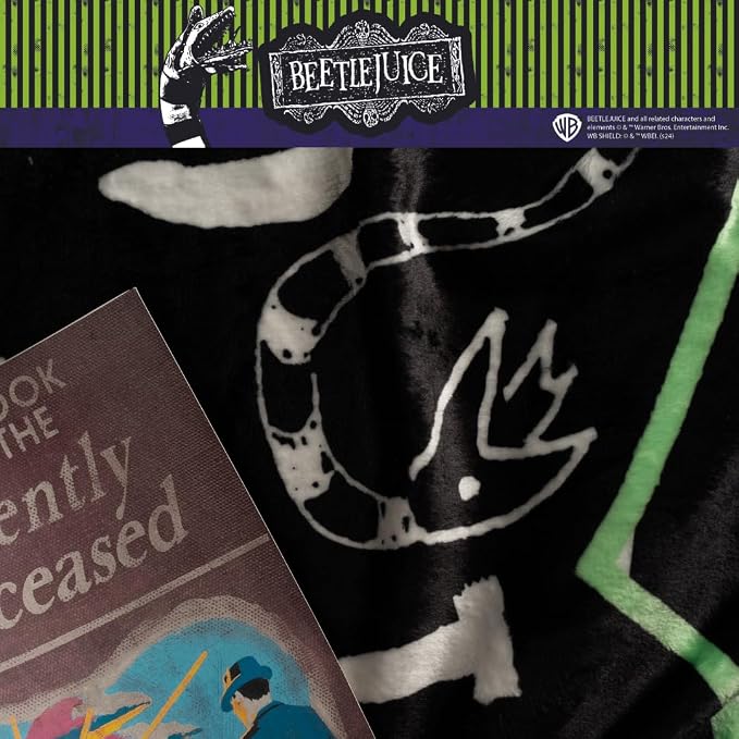 Beetlejuice Halloween Lydia Throw Blanket, Super Soft Cozy Plush Bedding, 46" x 60", (Officially Licensed Product) by Franco