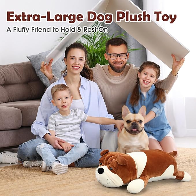 31.5'' Huggable Dog Plush, Cute Stuffed Animal, Soft Adorable Cuddle Companion for Kids Adults Boys and Girls, Plush Pillow Gift for Birthdays & Holidays