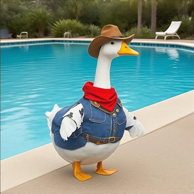 OBILAN Porch Goose Outfits, Western Cowboy Goose Outfits, and Cute Goose Clothes fit Large 23" H Statues for Outdoor Garden and Yard Decoration(Blue Denim)