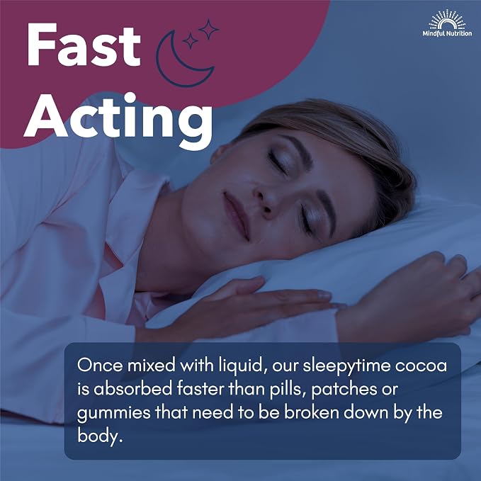 Mindful Evening Cocoa Mix Sleep Supplement with Melatonin, L-Theanine and GABA 12oz 20 Servings