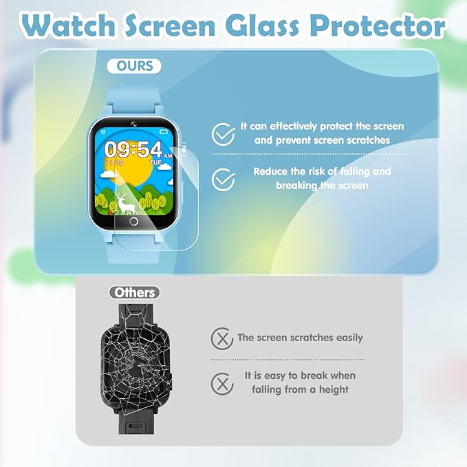 Smart Watch for Kids, with 26 Puzzle Games, Touch Screen, HD Camera, Alarm Clock, Toys for Ages 4-12 Years Old.Birthday Gift for Boys Girls (Soft Blue)