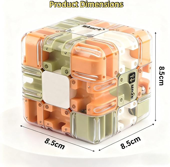 3D Maze 3x3 Speed Cube, 3x3 Maze Ball Labyrinth Game, Unlock The Path from Start to Finish, Challenging Fidget Toy & Concentration Game for Kids & Adults (A)