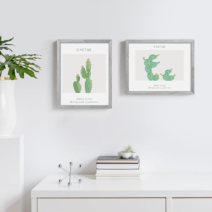 upsimples 11x14 Picture Frame, Display Pictures 8x10 with Mat or 11 x 14 Without, Wall Hanging Photo Frames, Gray, 1 Pack