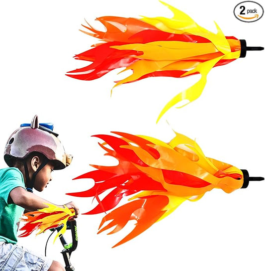 Iconikal 1-Pair Flame Streamers for Bicycle or Scooter Handlebar, 10-Inch Kids Bike, Easy Install