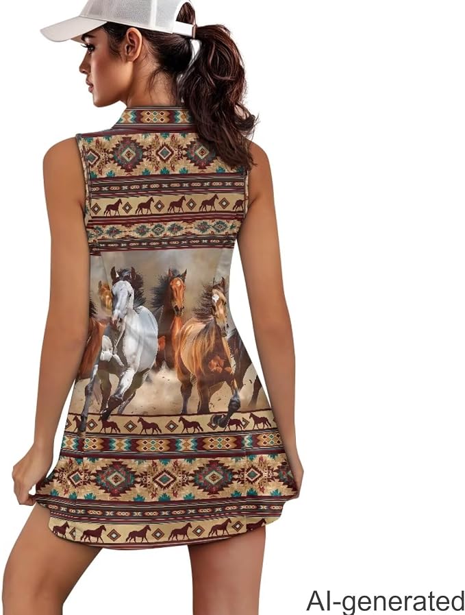 Golf Dress Tennis Dresses for Women with Built in Shorts and Pockets Sleeveless Athletic Dress Workout Dress