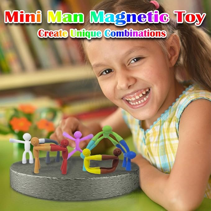 Mom&Myaboy Mini Man Magnetic Toys - 10 Pcs Rubber Magnet Men Educational Fidget Toys for 3-15 Year Olds (Classical)