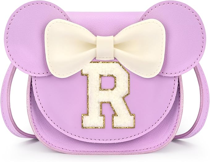 mibasies Toddler Purse Girl Gifts: Girls Birthday Gifts for 3-8 - Toys for Ages 2-4 Girls Mouse Ears Purse, Purple, Letter R
