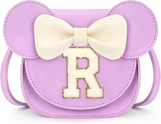 mibasies Toddler Purse Girl Gifts: Girls Birthday Gifts for 3-8 - Toys for Ages 2-4 Girls Mouse Ears Purse, Purple, Letter R