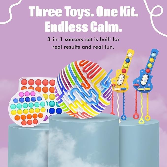Fidget Sensory Toys for Kids with Autism Anxiety Stress - Quiet Fidgets for Classroom Preschool & Toddlers - Pop Squishy Calming Toys, Airplane Travel Must Haves, Holiday Birthday Gift Essentials EDC