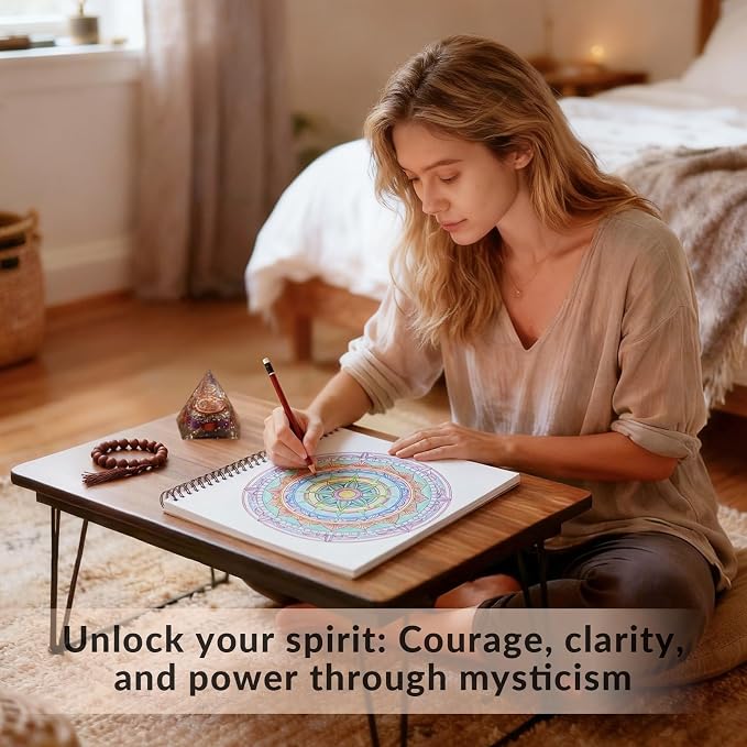 FUNLAVIE Adult Coloring Book - Sacred Geometry Mandala Coloring Books for Adults Relaxation and Stress Relief, Featuring Flower of Life, Metatron's Cube & Mindfulness Orgonite Patterns, Spiral Bound